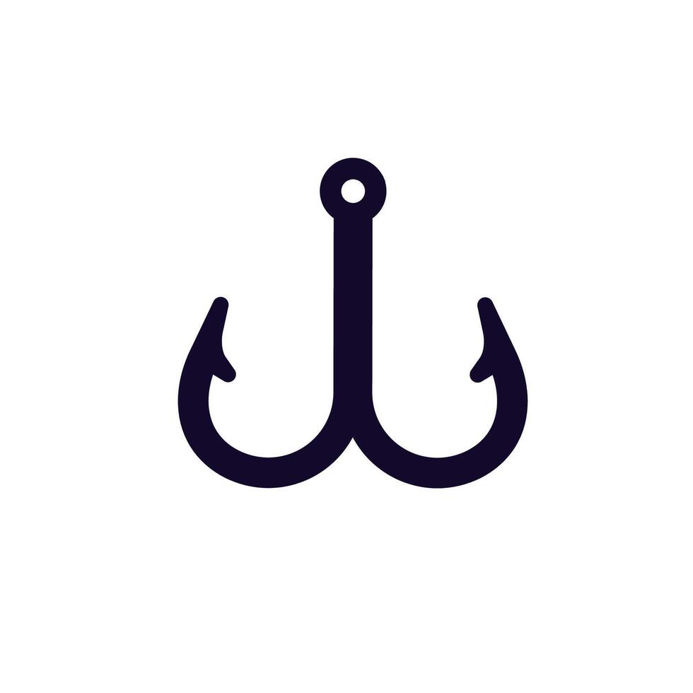 Simple fishing hook symbol in minimalist black and white design for easy recognition vector