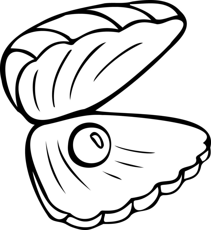 Seashell with pearl, simple conch icon in black color vector