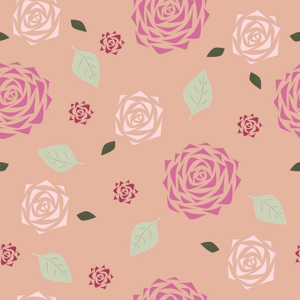 Seamless Pattern with Roses and Leaves for Background vector