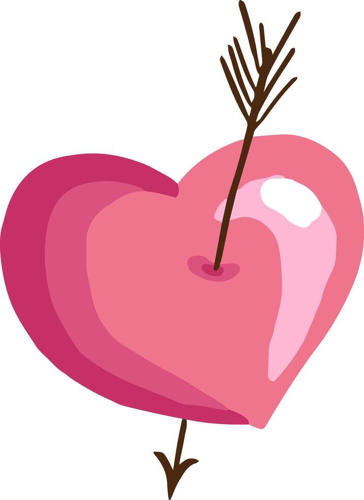 Beautiful rose heart with an arrow for a postcard decoration vector