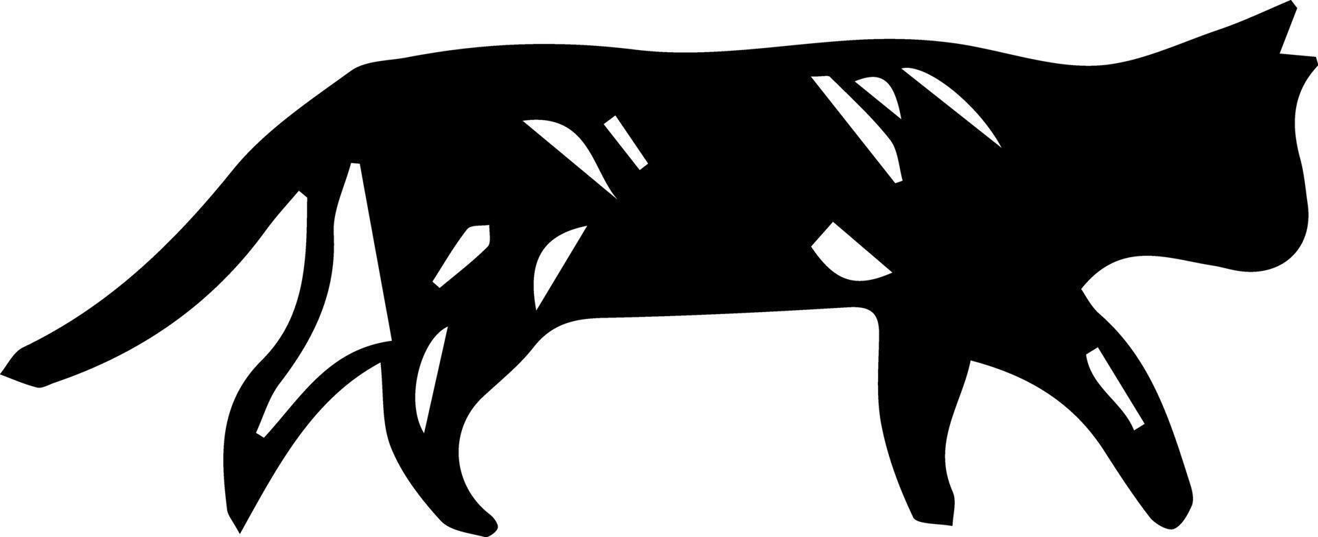 Black cat shadow, outline silhouette for graphic design vector