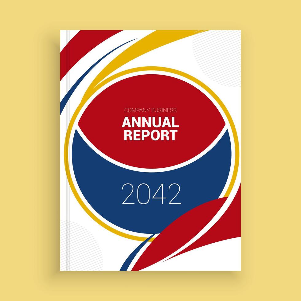 the annual report cover is shown on a yellow background vector