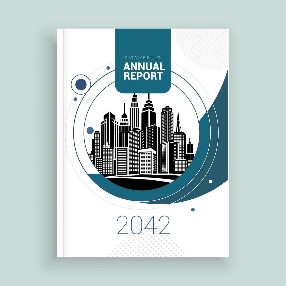 annual cover template with cityscape layout design vector