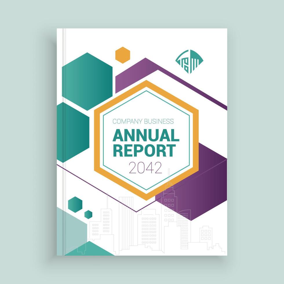 the annual report cover is designed with geometric shapes vector