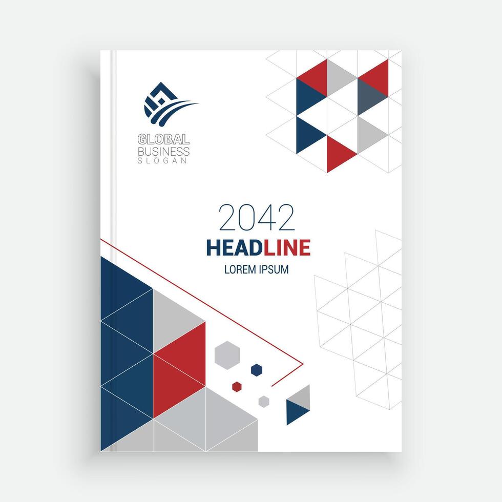 a business brochure with a red, white and blue design vector