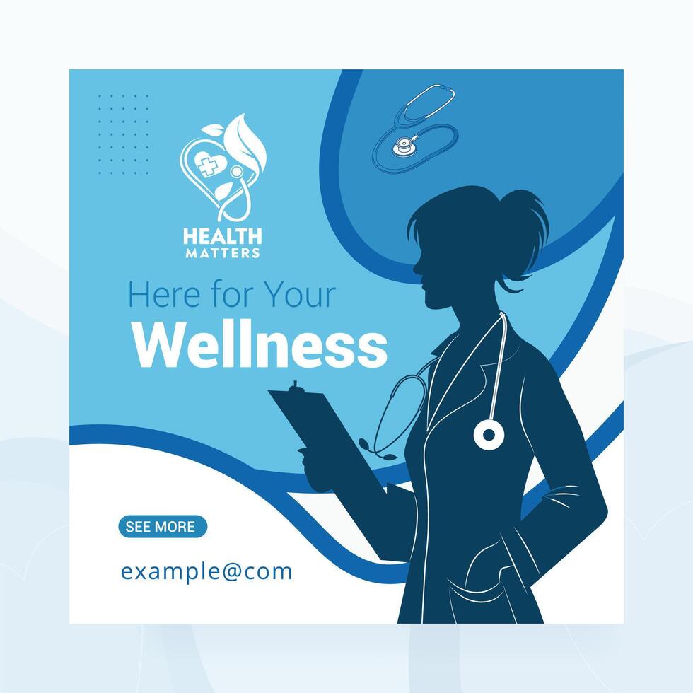 health wellness social media post template vector