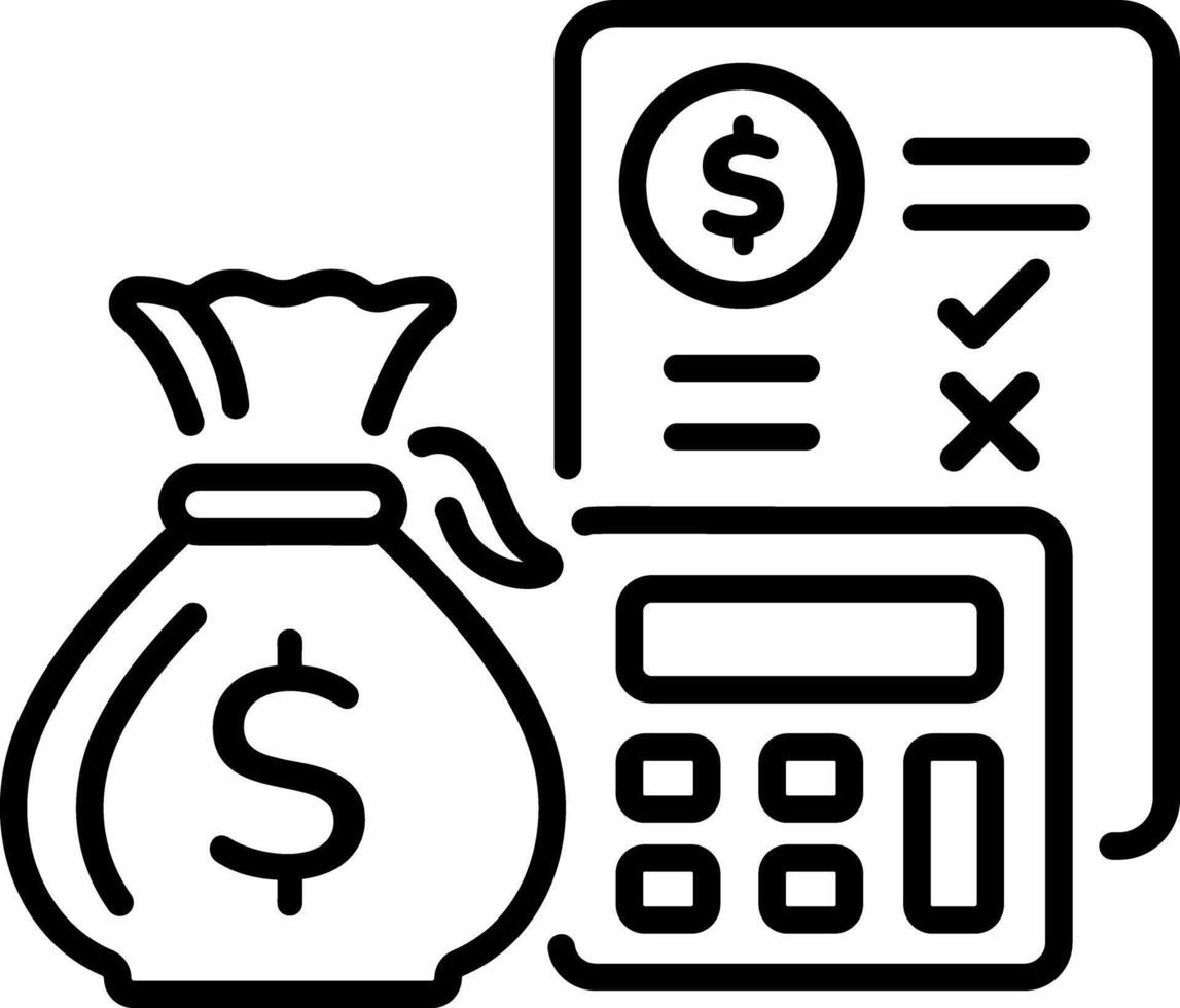A linear style icon depicting taxation vector