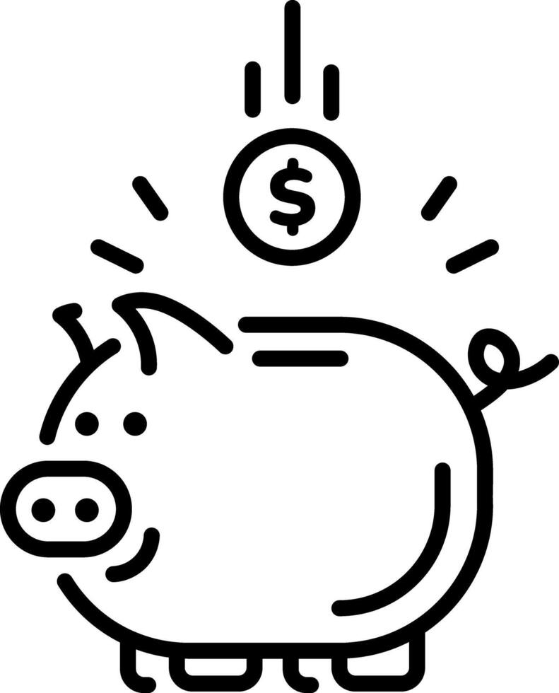 Save money in a piggy bank, line style icon vector