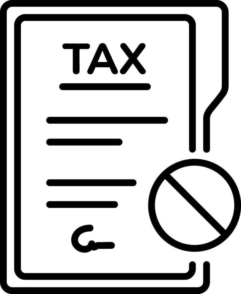 Tax rejected papers with an unapproved sign, line icon vector