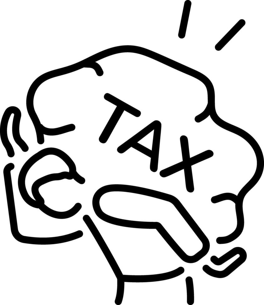 A tax payer character carrying a heavy burden, line style icon vector