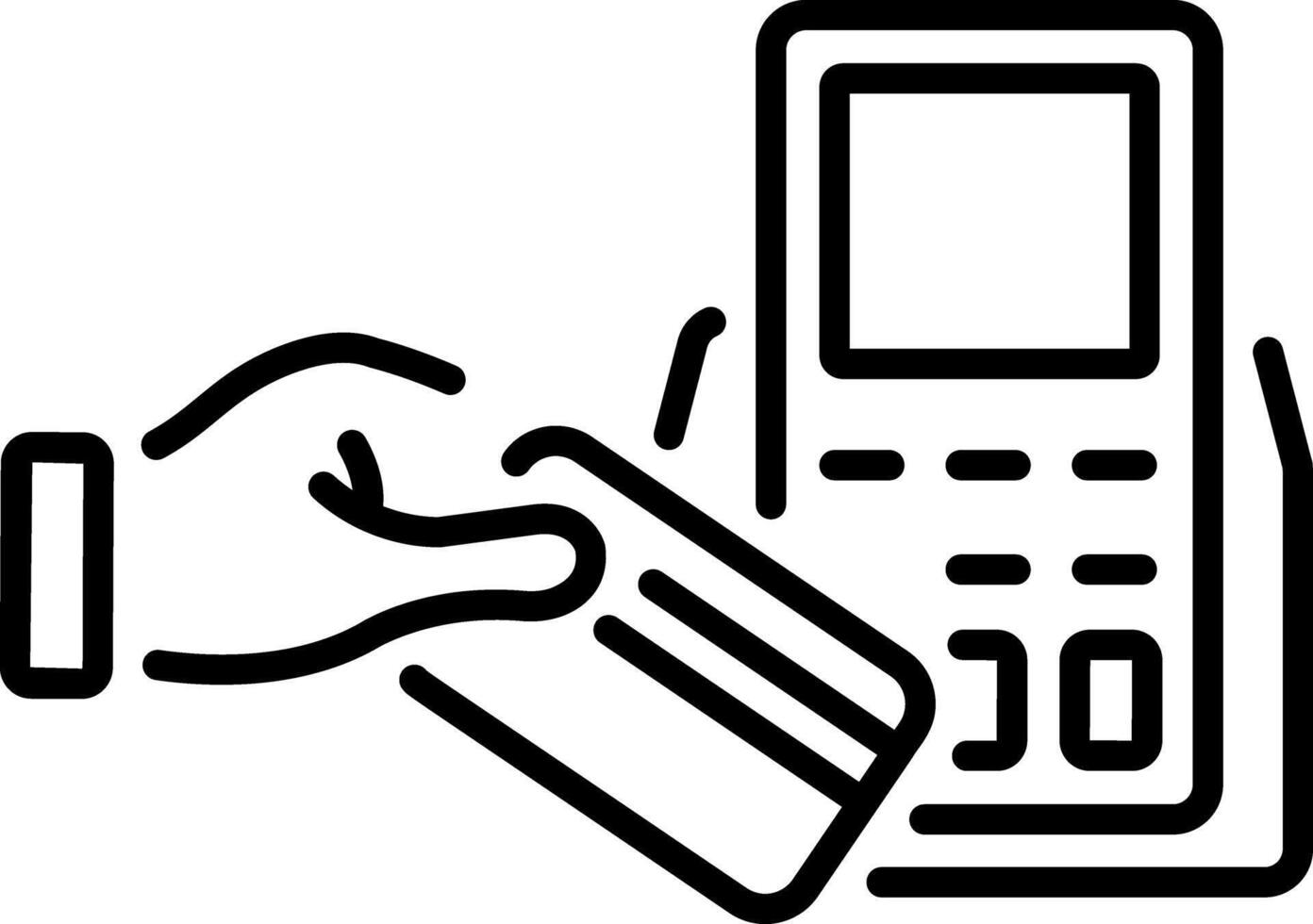 Card swipe through a payment machine, line style icon vector