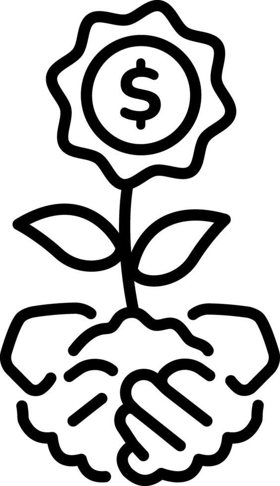 A linear style icon of a money plant showing investment growth vector