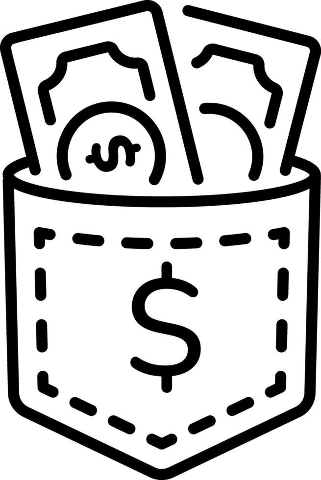 A line style icon depicting pocket money vector