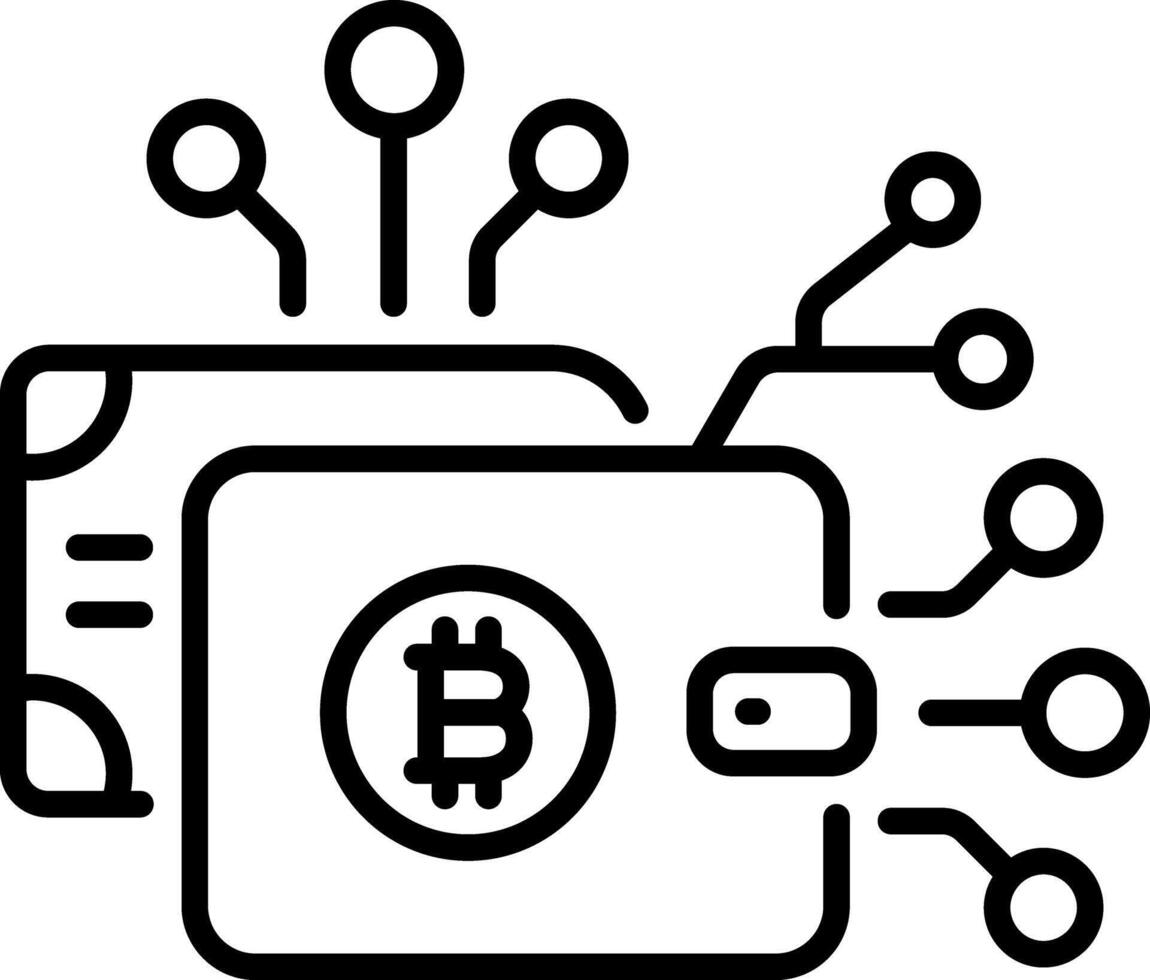 Digital bitcoin wallet icon in an outline style vector