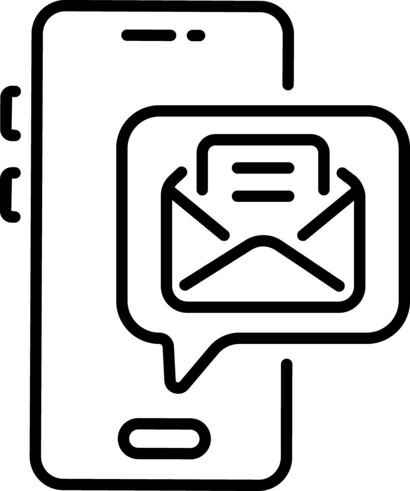 Line icon of an email notification on a mobile device vector