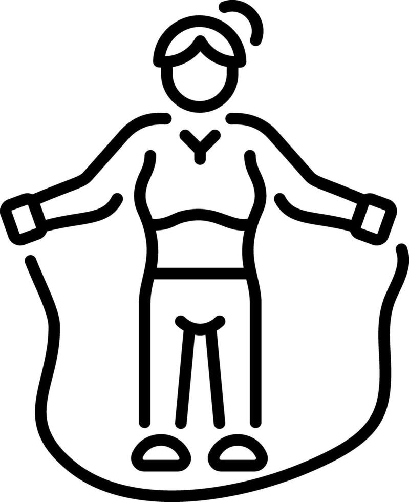 A linear style icon of a character jumping rope vector