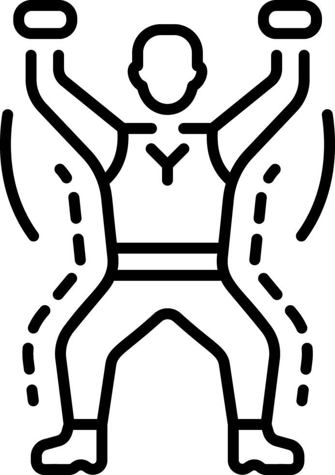 Line icon of a character doing jumping exercise vector