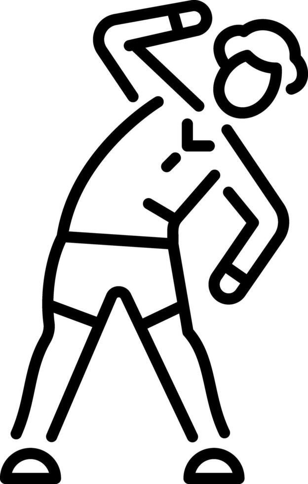 A character doing body stretching exercise, line style icon vector
