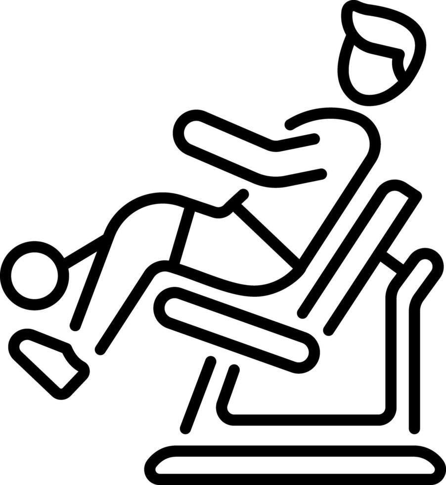 Line icon of a character sitting on a fitness bench vector