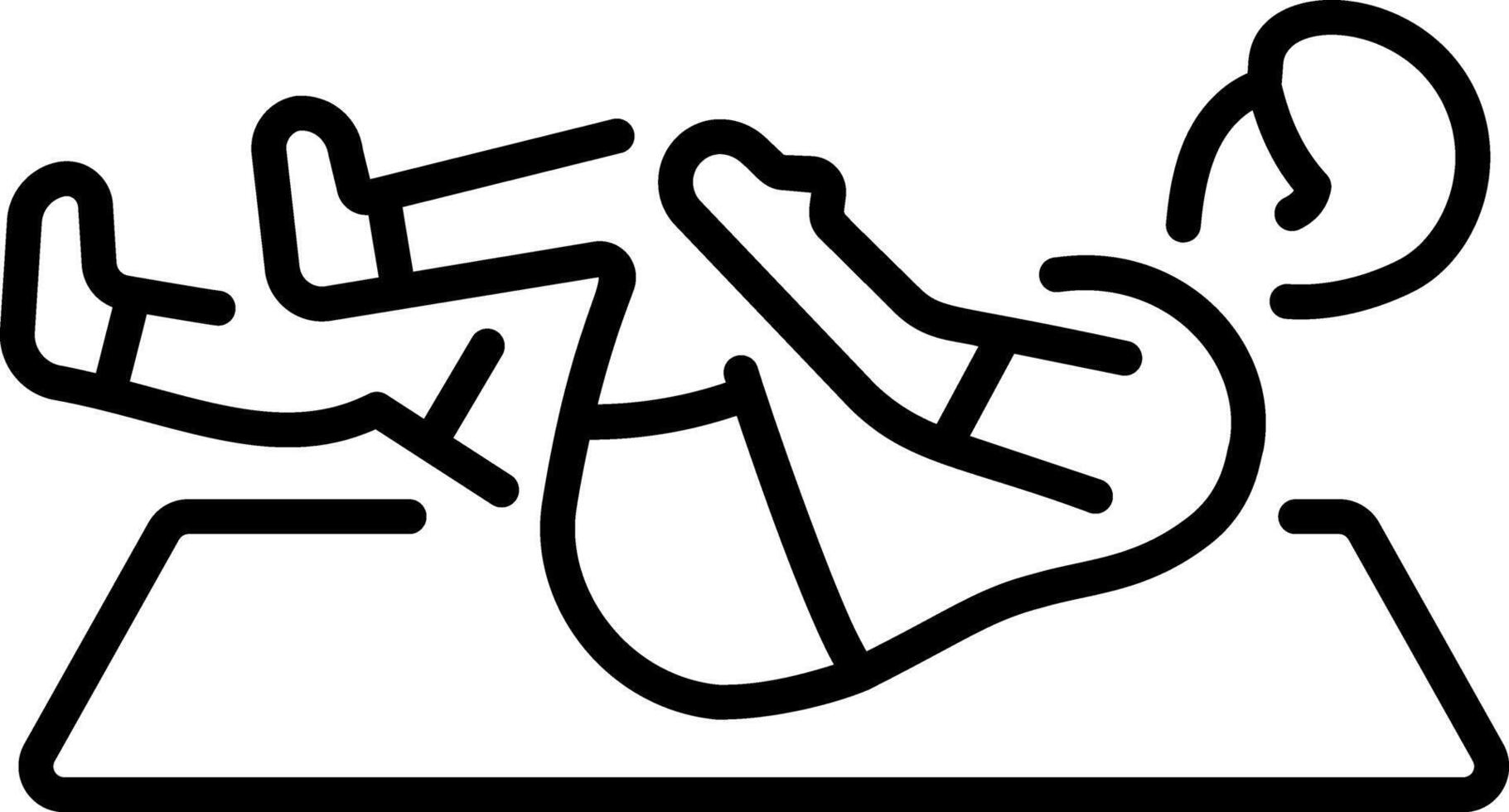 A character doing crunches exercise, line style icon vector