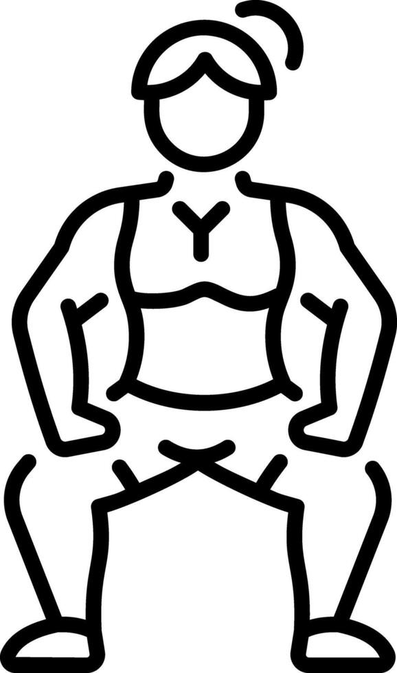 A linear style icon of a woman doing physical exertion vector