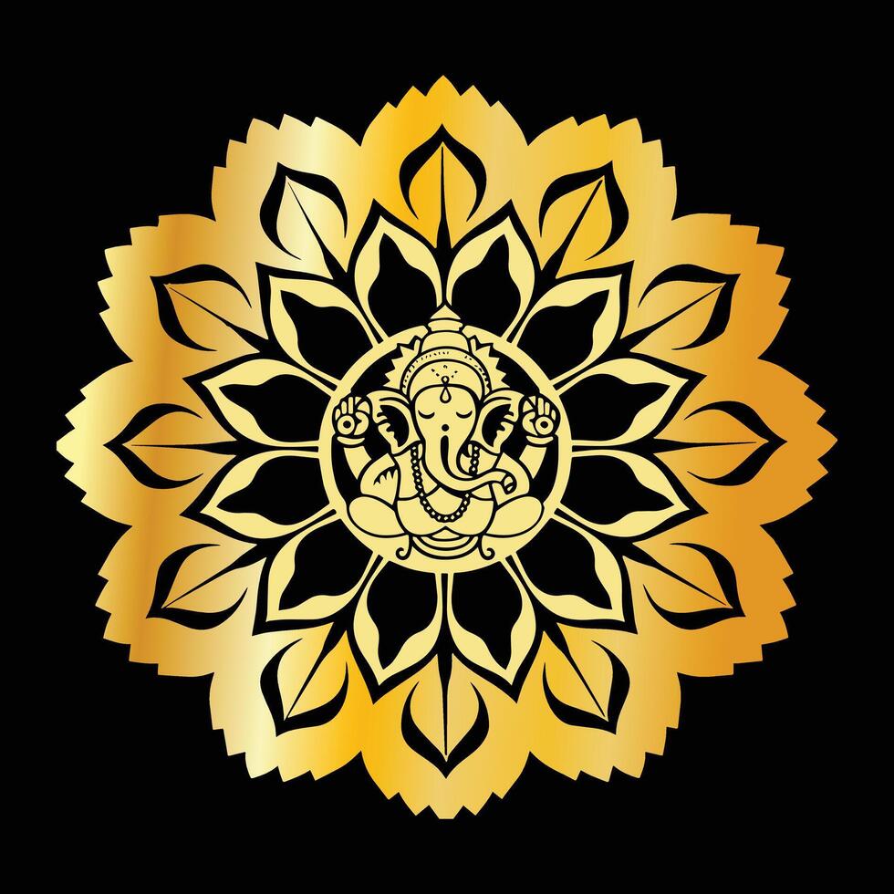 Lord Ganesha Enthroned in a Radiant Mandala vector