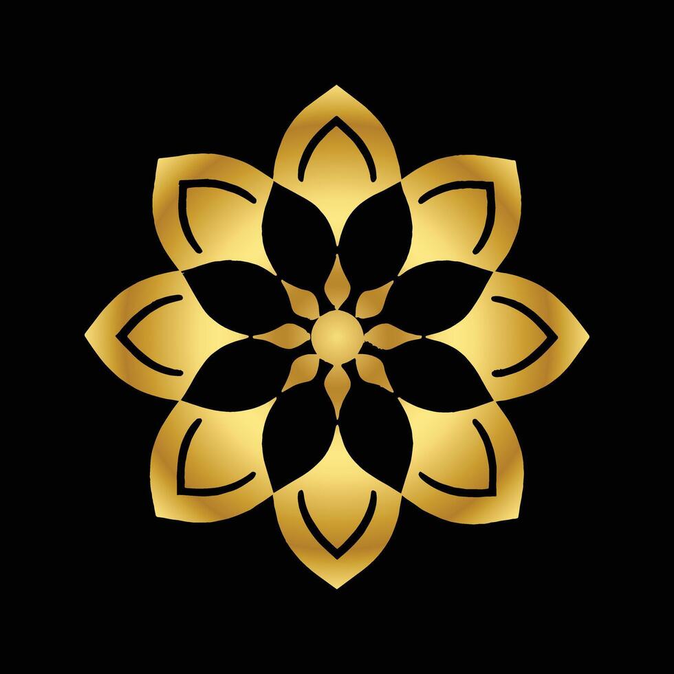 Golden Lotus Mandala Elegance A Symbol of Purity and Harmony in Black and Gold vector