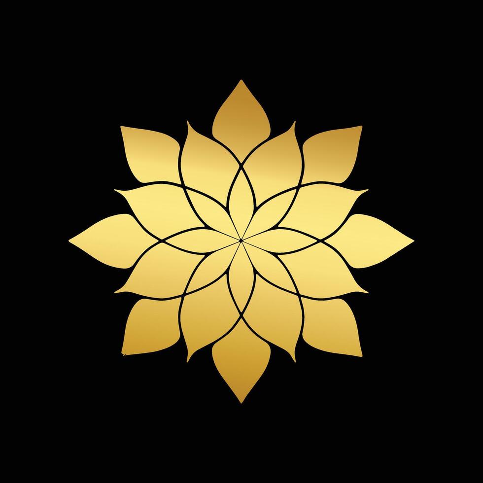 Golden Lotus Mandala a Symbol of Purity and Enlightenment in Black and Gold vector