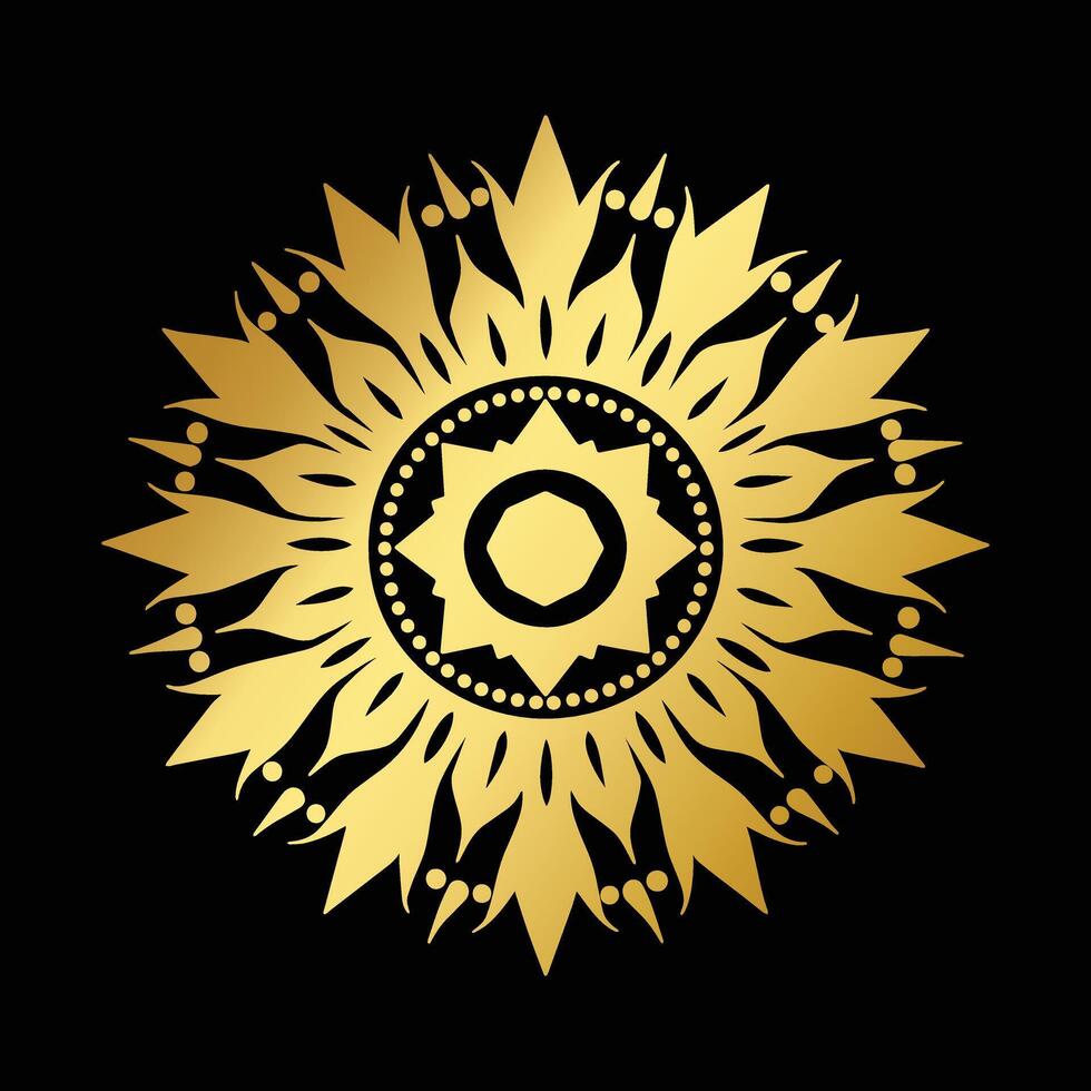 Golden Sunburst a Radiant and Intricate Design on Black vector