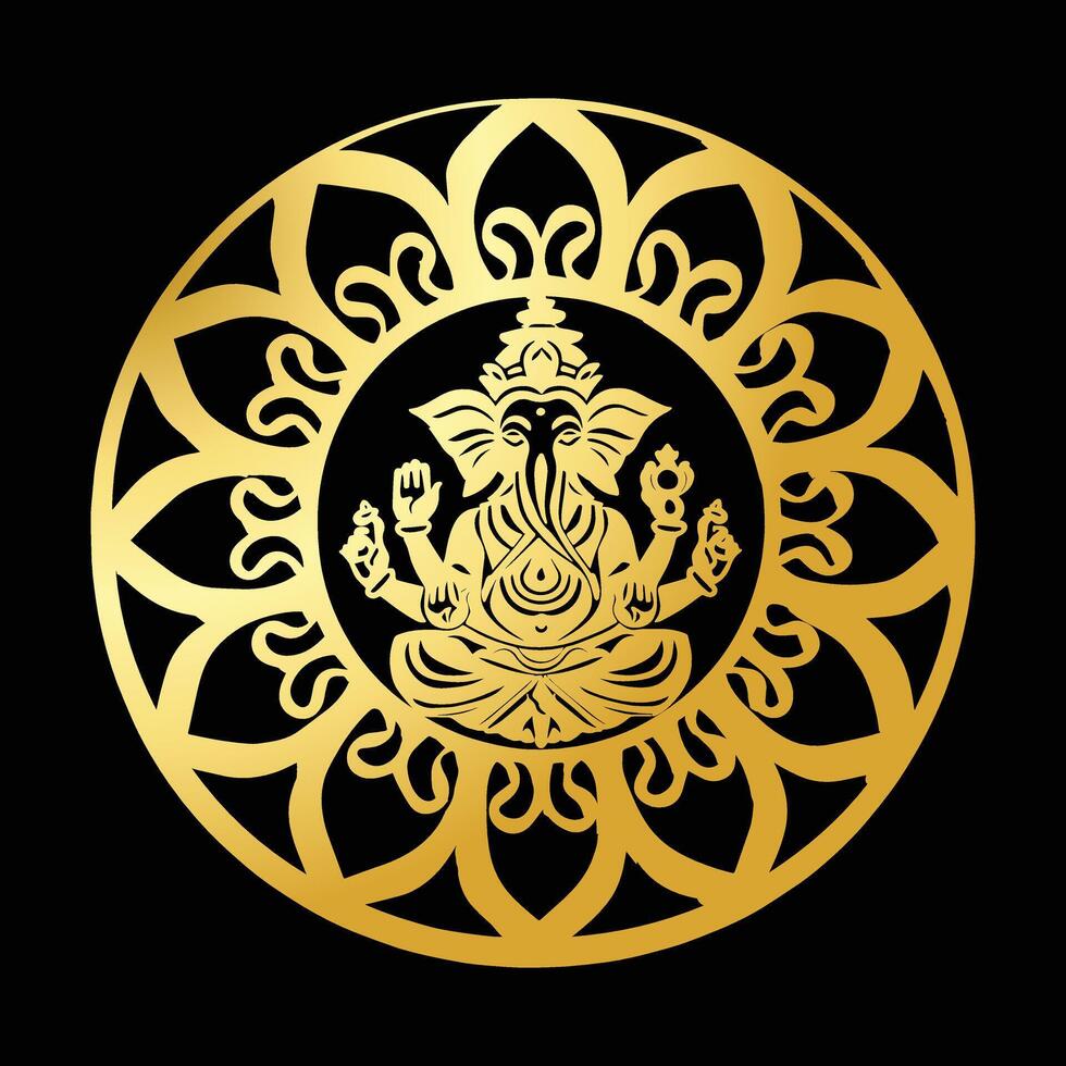 Lord Ganeshas Enthroned in a Radiant Mandala vector
