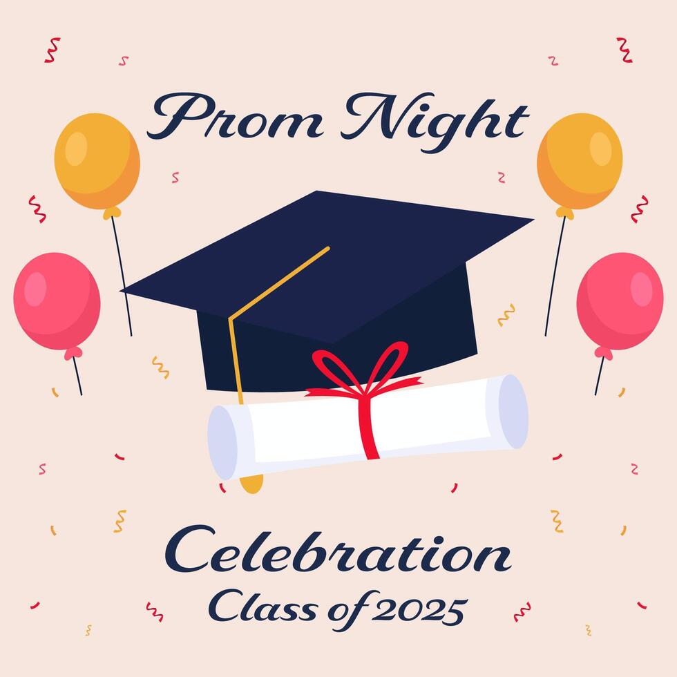 prom class of 2025 illustration in flat style design vector