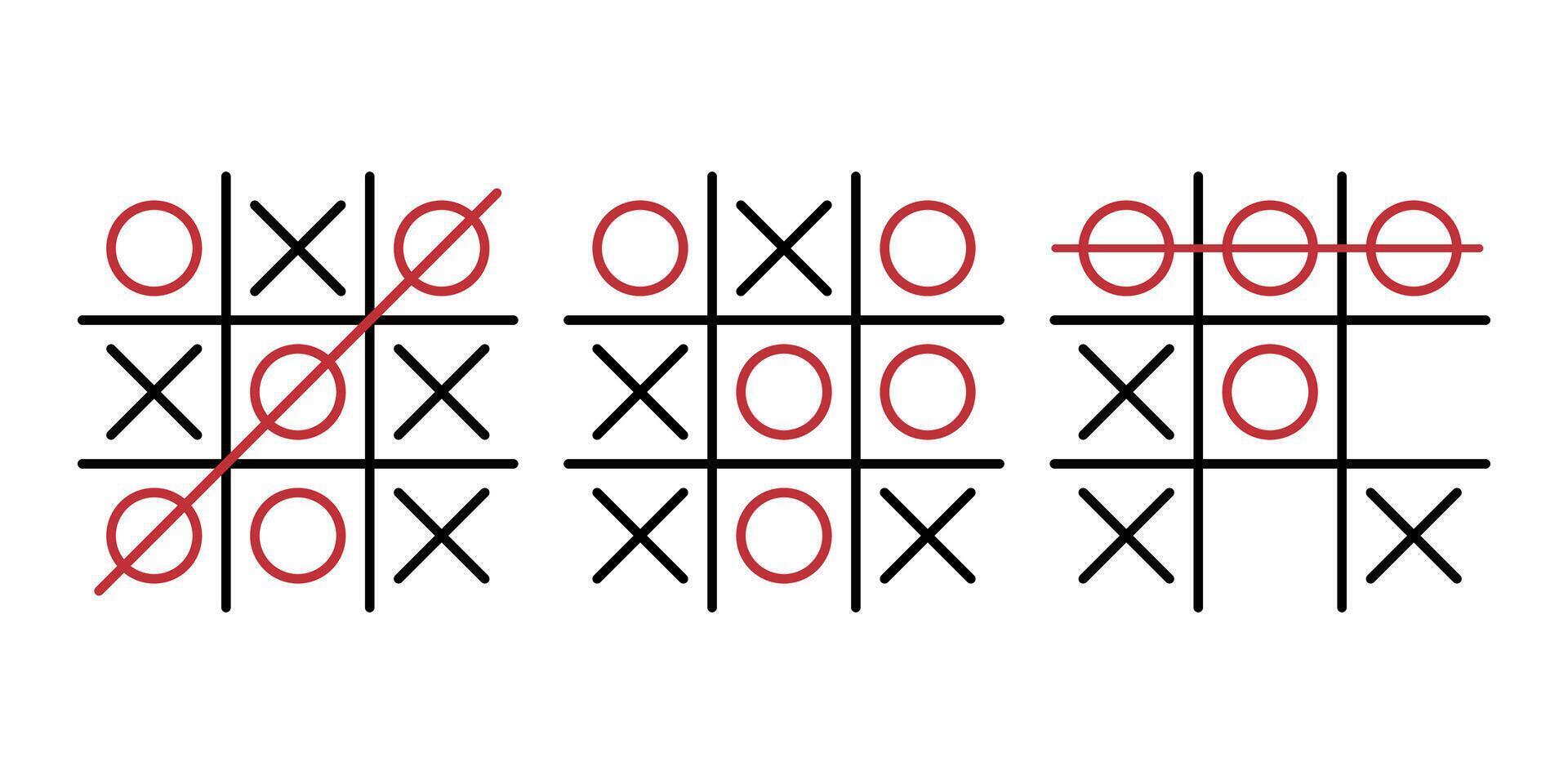 Multiple tic tac toe winning scenarios vector