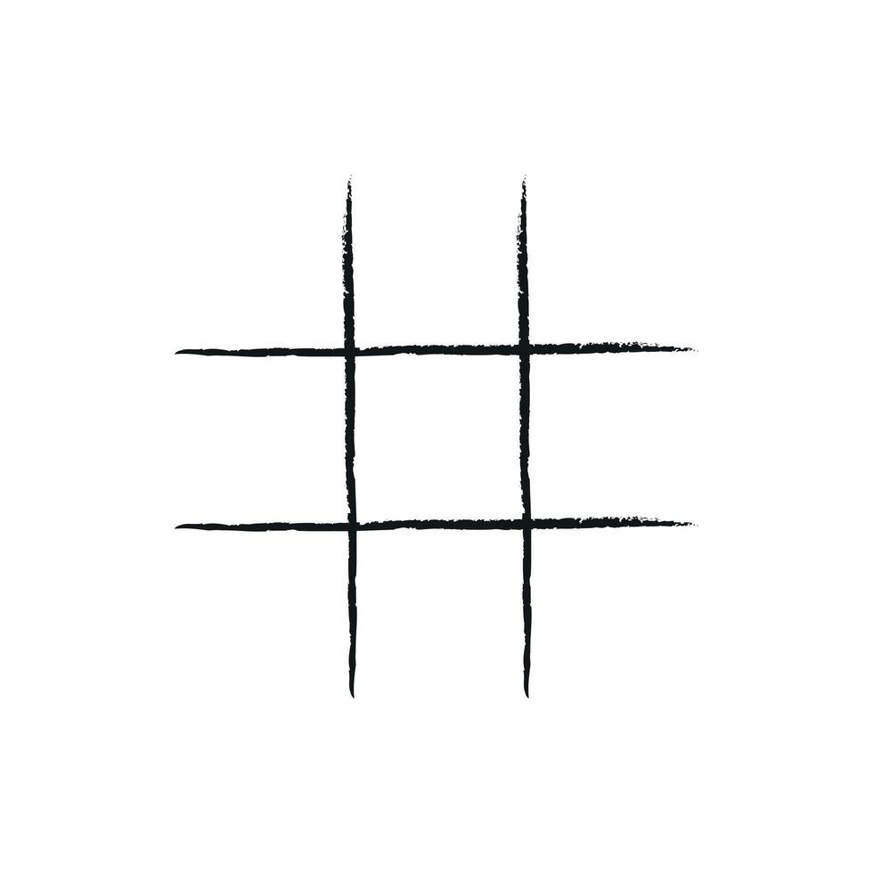 Hand drawn tic tac toe grid sketch vector
