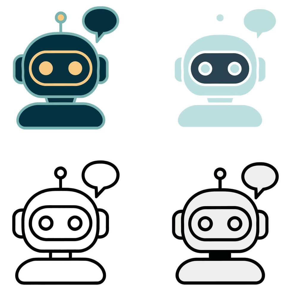Clean Communication Robot Set. vector