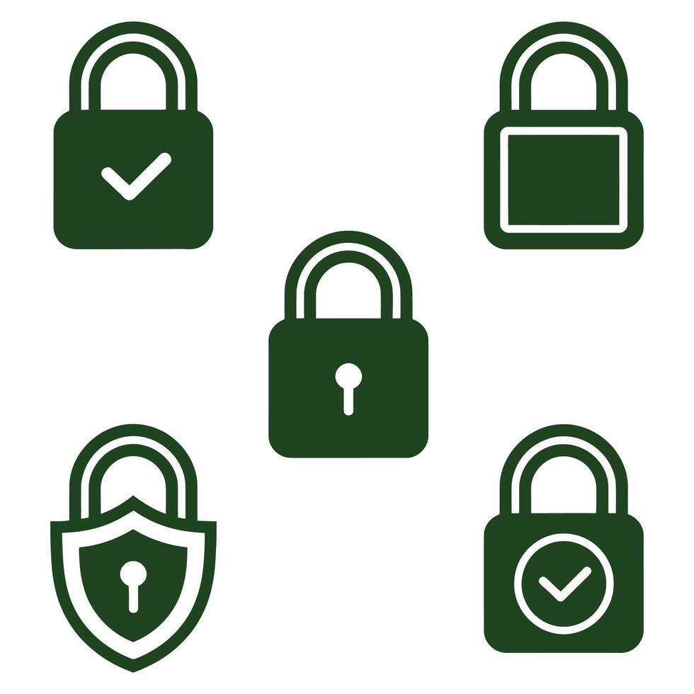 Four different types of padlocks on a white background vector