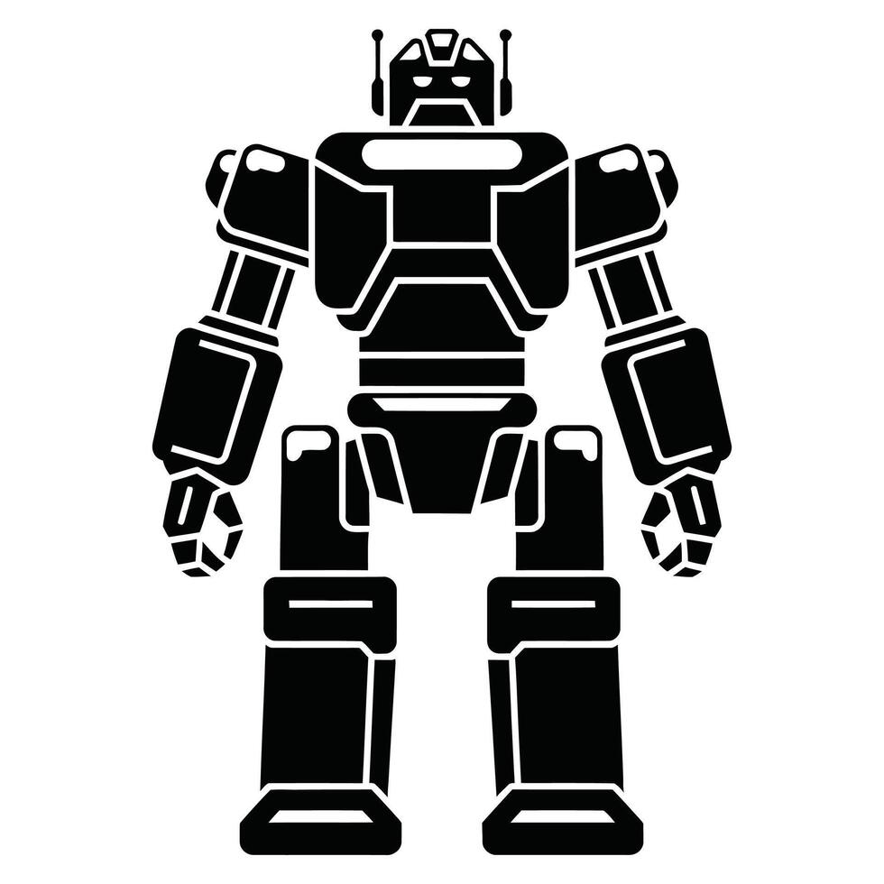 Futuristic Armored Robot Silhouette. vector