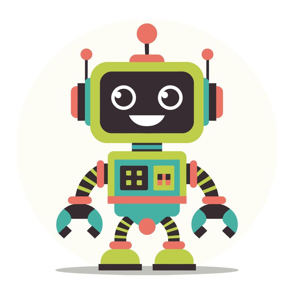 A cartoon robot with a smile on its face vector