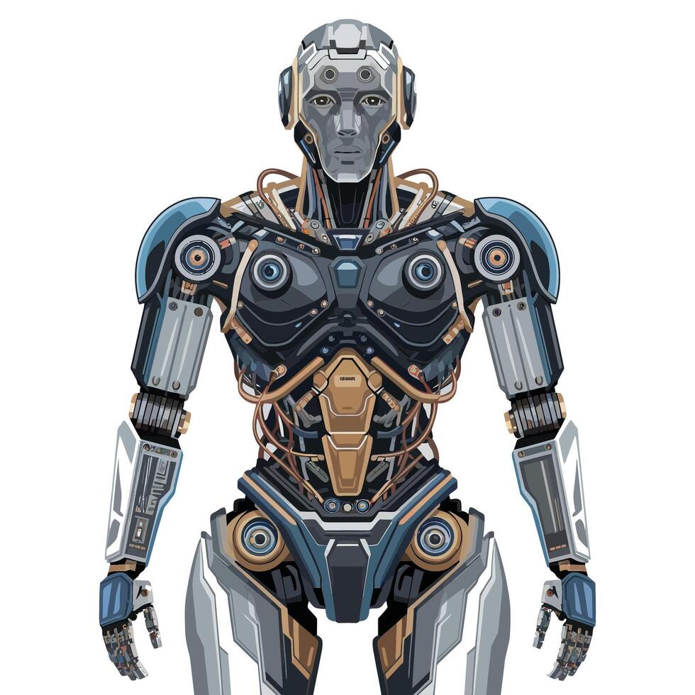 Realistic Futuristic Robot. vector