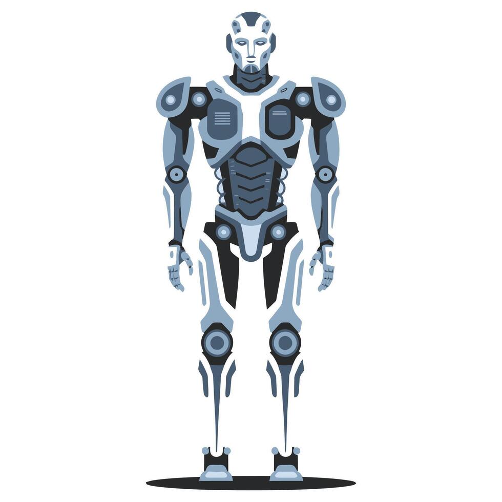 Flat Industrial-Style Robot Graphic. vector