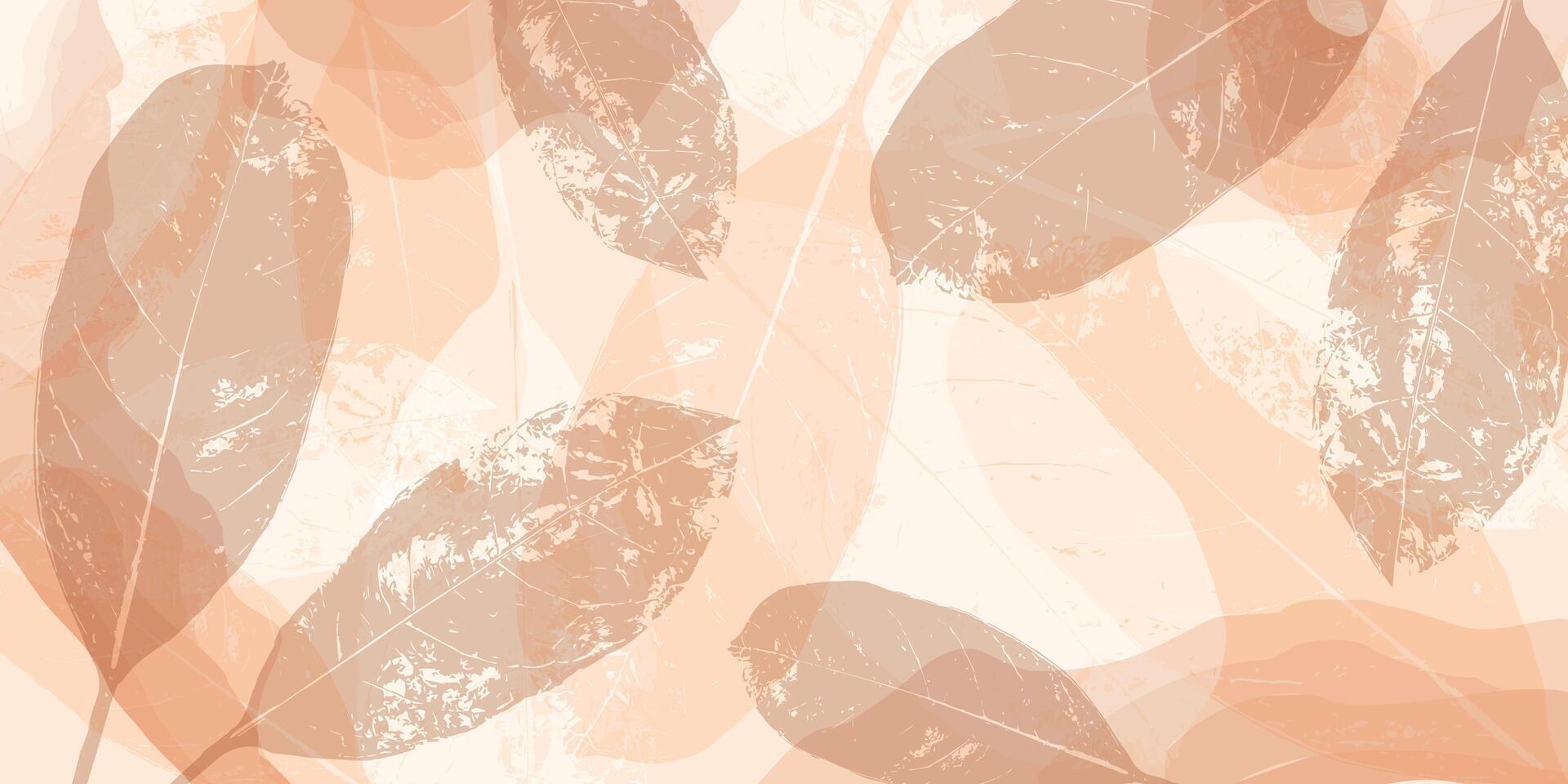 Vintage abstract background with shabby leaves. Scratched leaves pattern in brown tones. Background for vintage, autumn, spring banners, cards, invitations, advertising vector