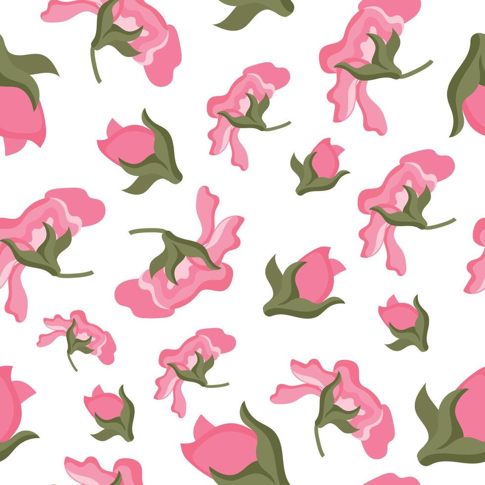 seamless pattern with closed pink pansy buds, for various designs vector