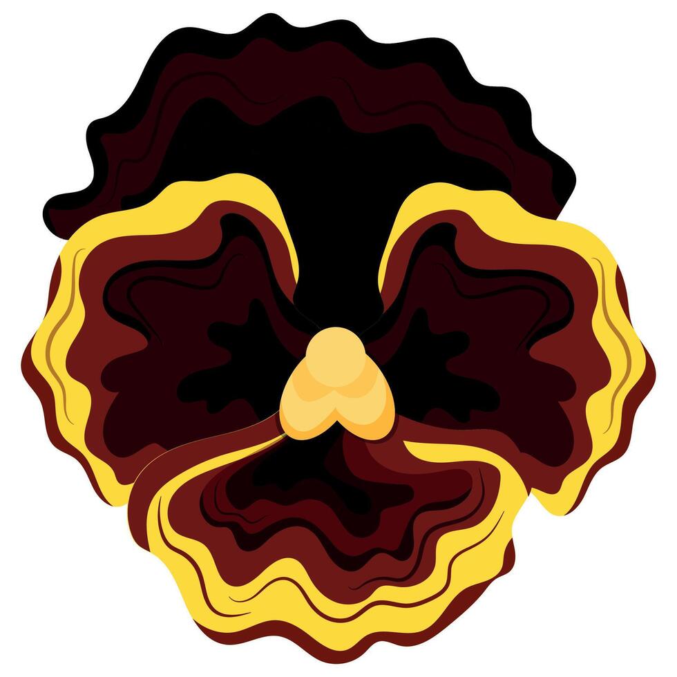 icon of an open bud of a yellow pansy flower, for various designs vector