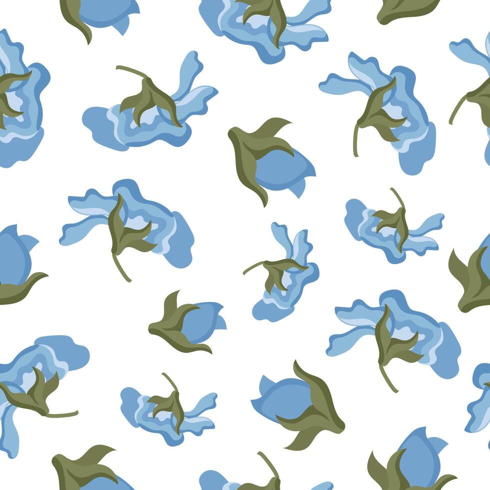 seamless pattern with closed buds of blue pansies, for various designs vector