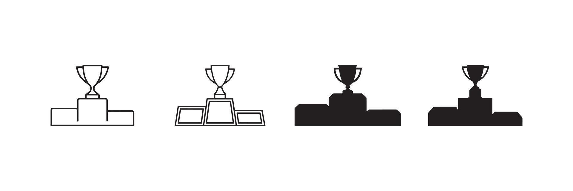 Trophy Podium Icon Set Black and White Minimalist Award Illustration vector