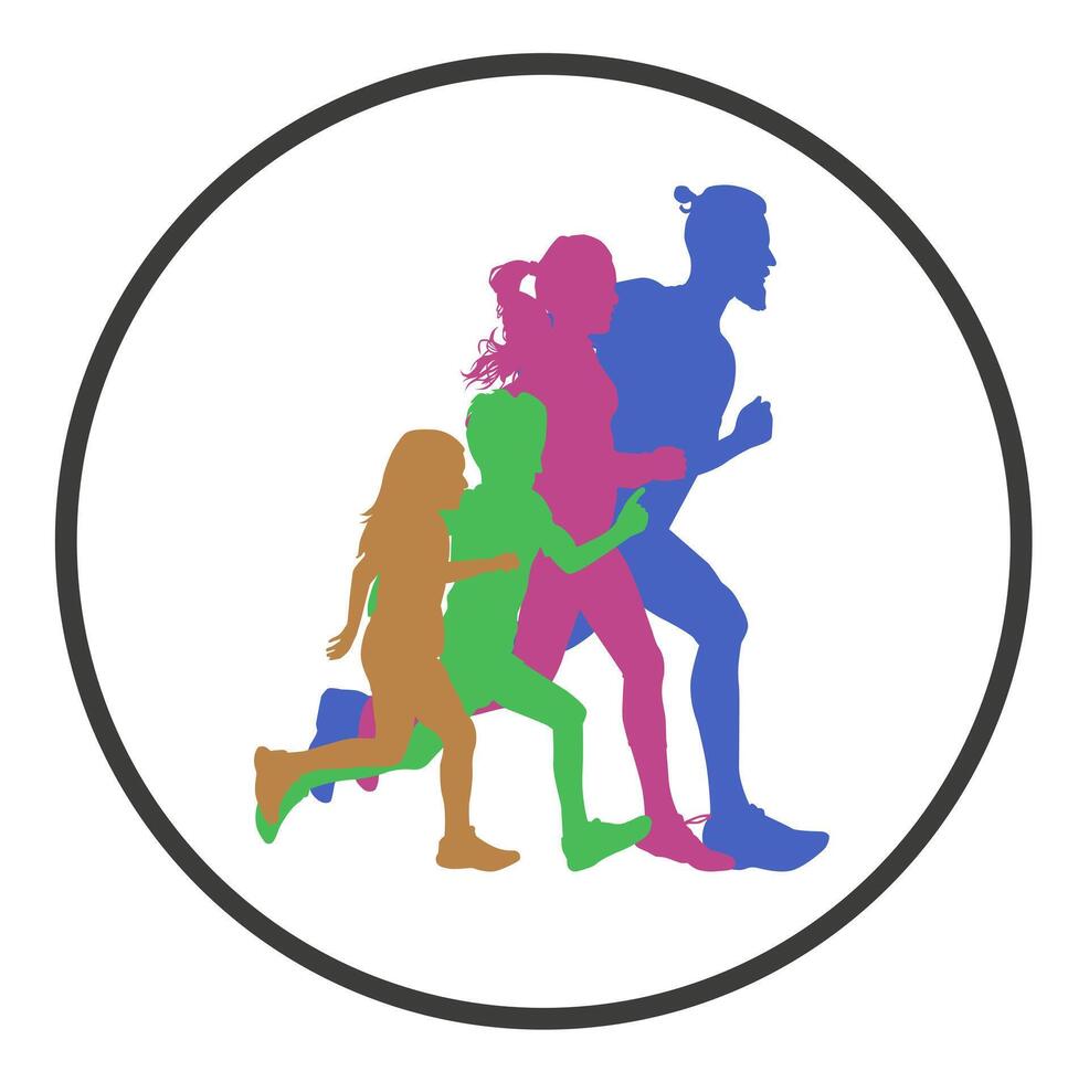 A running family. Sports advertising. Banner for advertising. vector