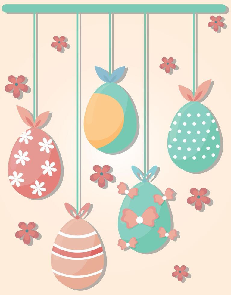 Hanging Easter Eggs Decoration Art vector