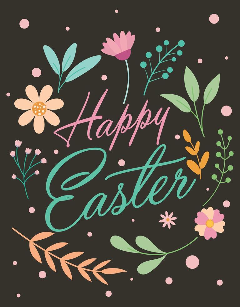 Elegant Easter Floral Greeting Card vector