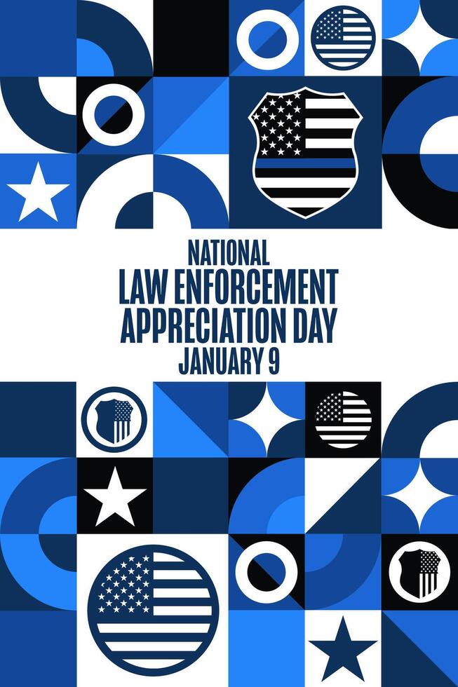 National Law Enforcement Appreciation Day. January 9. Holiday concept. Template for background, banner, card, poster with text EPS10 illustration. vector