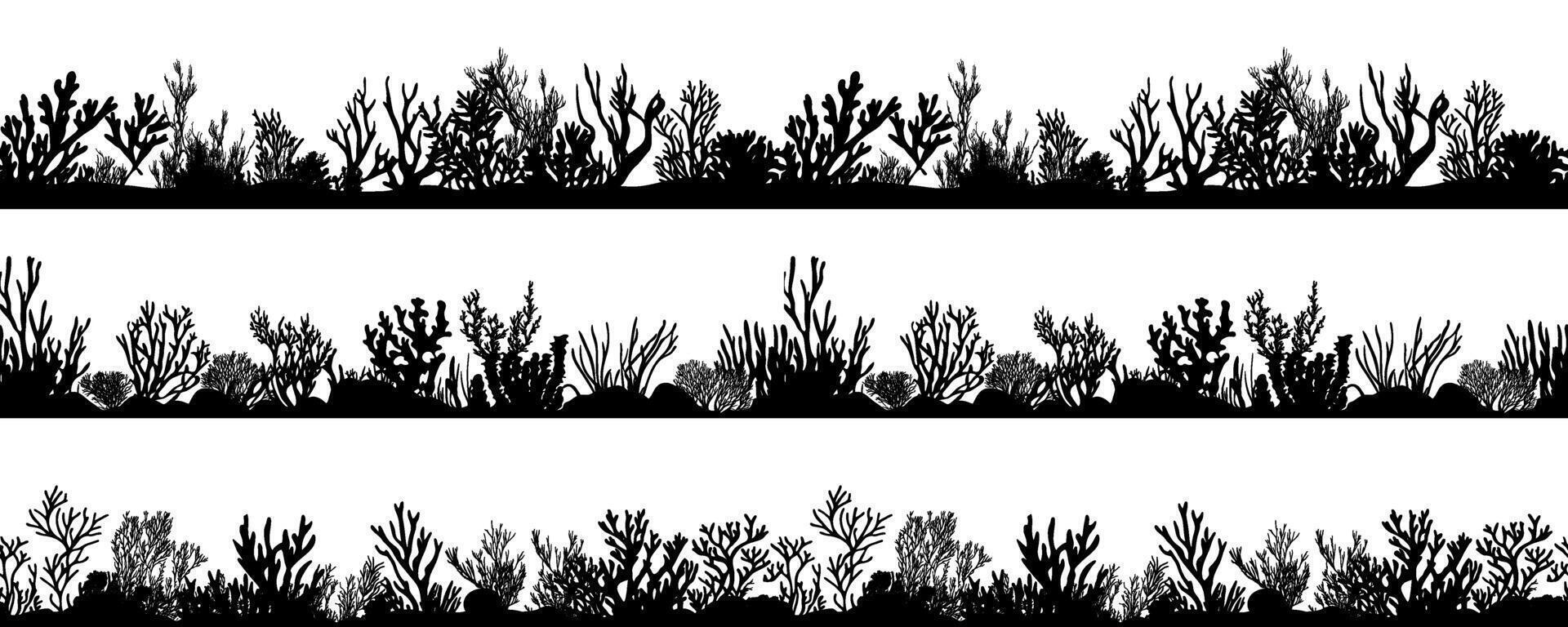 Underwater coral reef silhouette, a monochromatic backdrop with organic marine life patterns vector