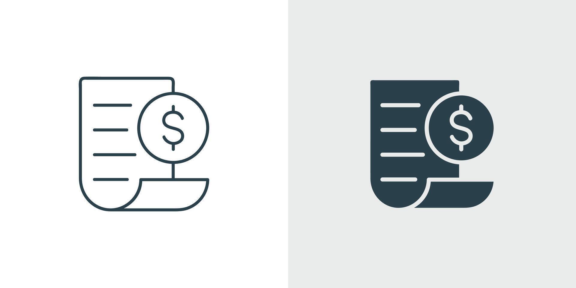 Financial Document icon . Concept of Bill icon, Invoice, Receipt, Statement, and Transaction Record Illustration in Outline and Filled vector